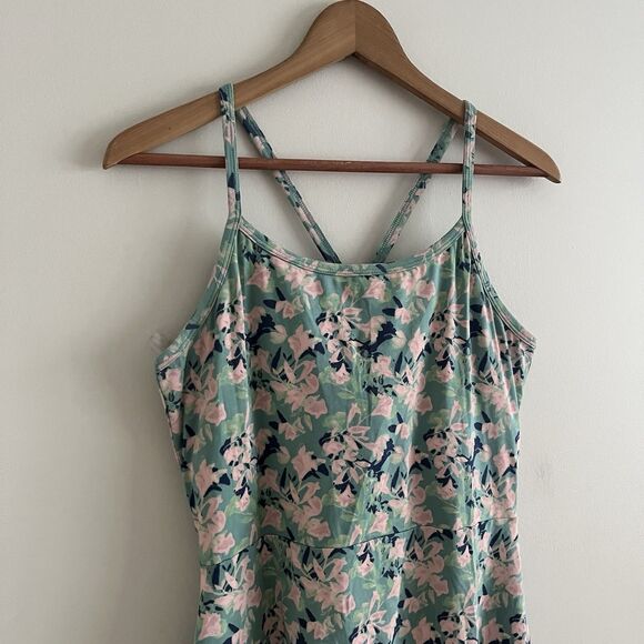 Pact Organic Cotton Floral Midi Dress L Green Pink Strappy Boho Cottagecore Eco - Picture 11 of 14